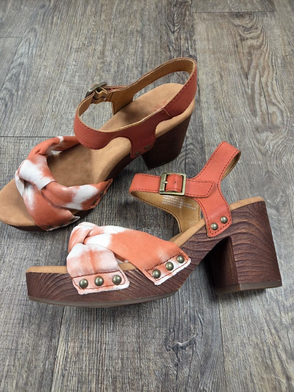 Kork-Ease Korks Natalia Knot Sandals Orange Tie Dye Heels Sandals Shoes 7M